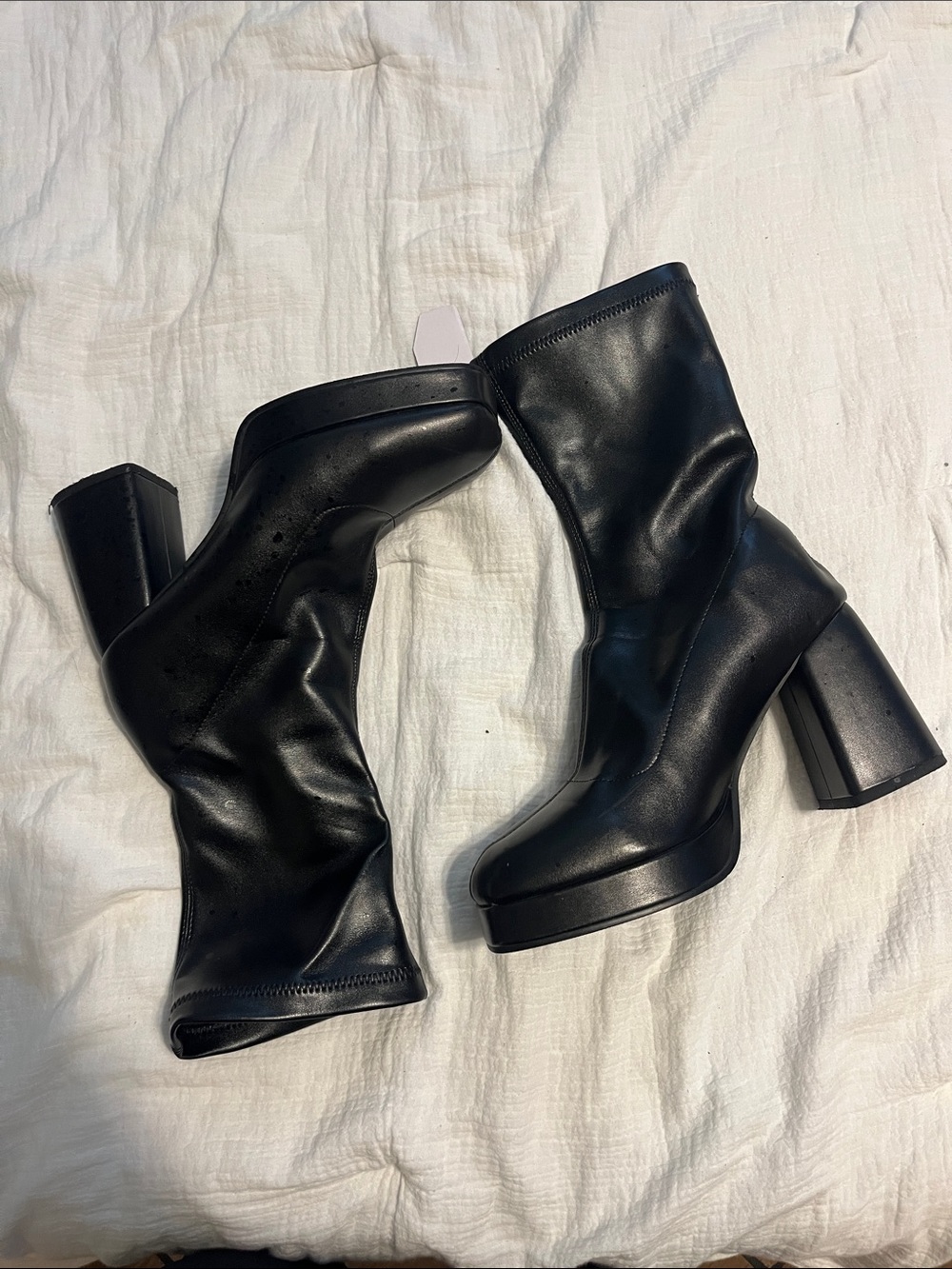 SHEIN Black Platform Block Heel Booties